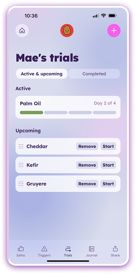 SafeYum Food Trials Screen